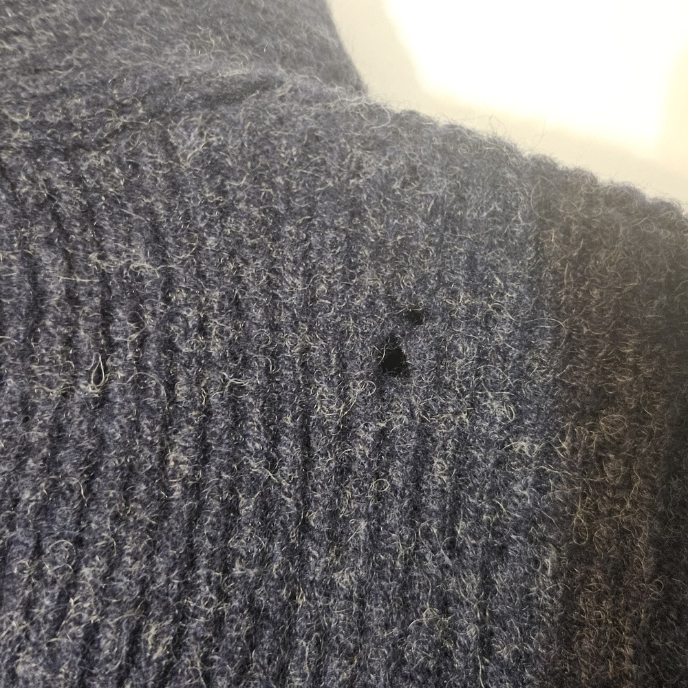 Line of Trade Men's Sz L Charcoal Gray 100%‎ Shetland Wool Cardigan Sweater Fish - Picture 8 of 10